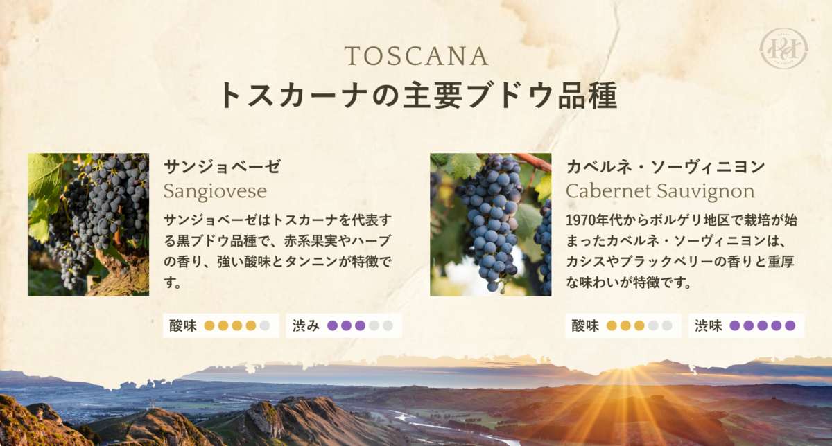 トスカーナの主要ブドウ品種